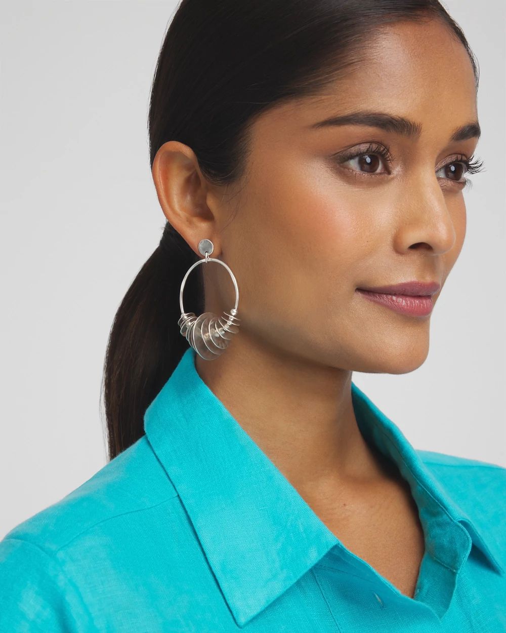 Silver Tone Drop Hoops
