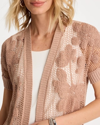 Cotton-Blend Crochet Cocoon Cardigan click to view larger image.