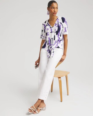 Abstract Tie-Front Top