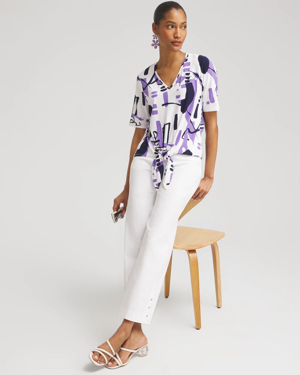 Abstract Tie-Front Top