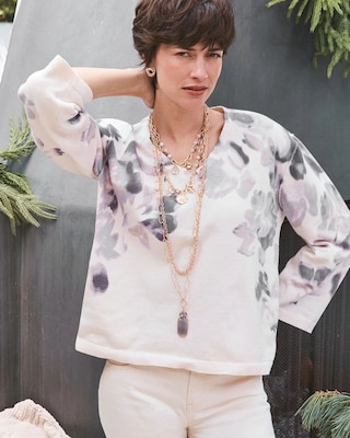 Printed V-Neck Sweater