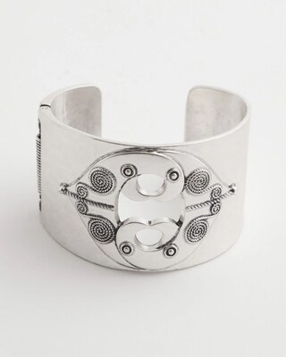 Silver Tone Cuff Hinge Bracelet