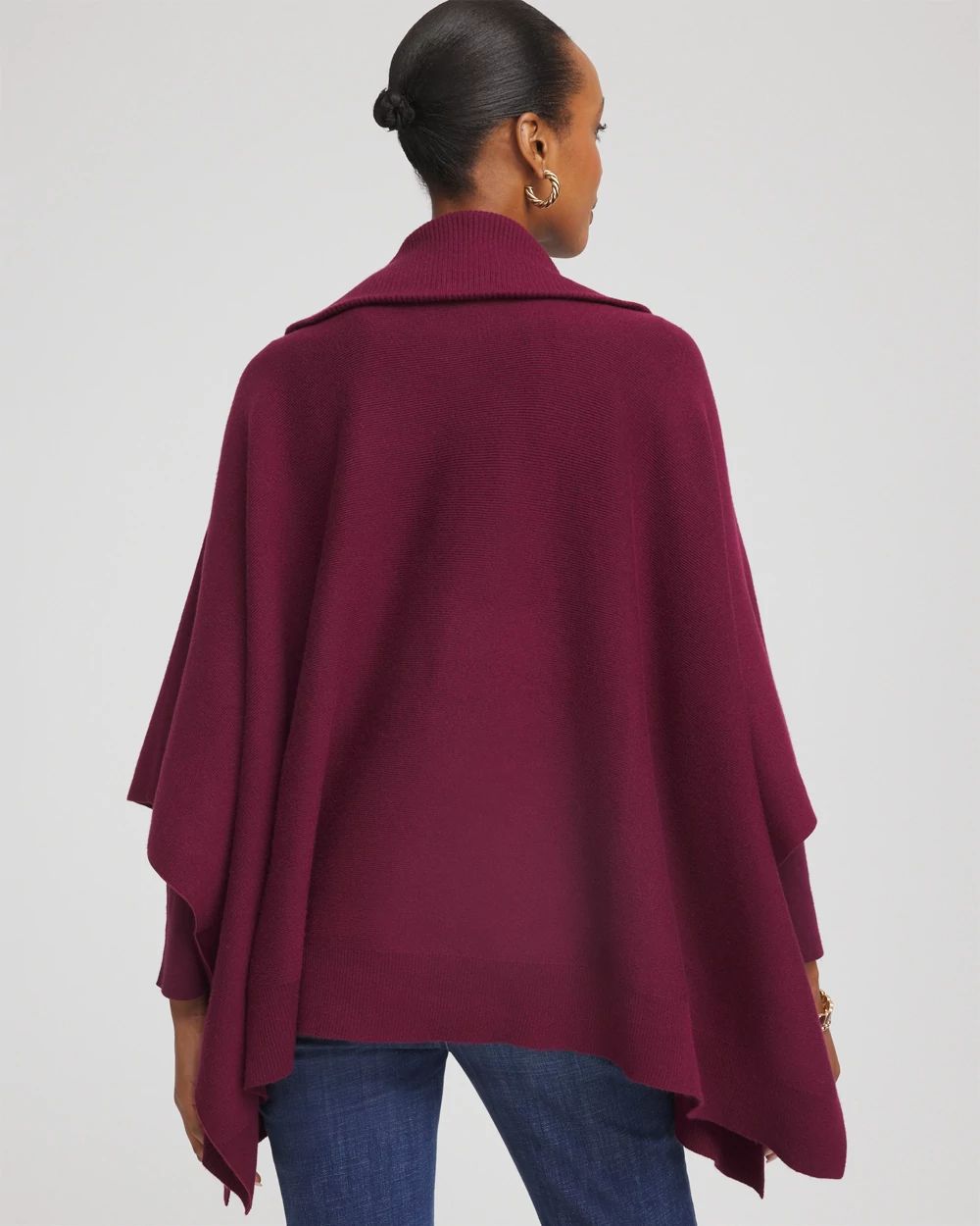 Cashmere-Blend Pullover Sweater Poncho click to view larger image.