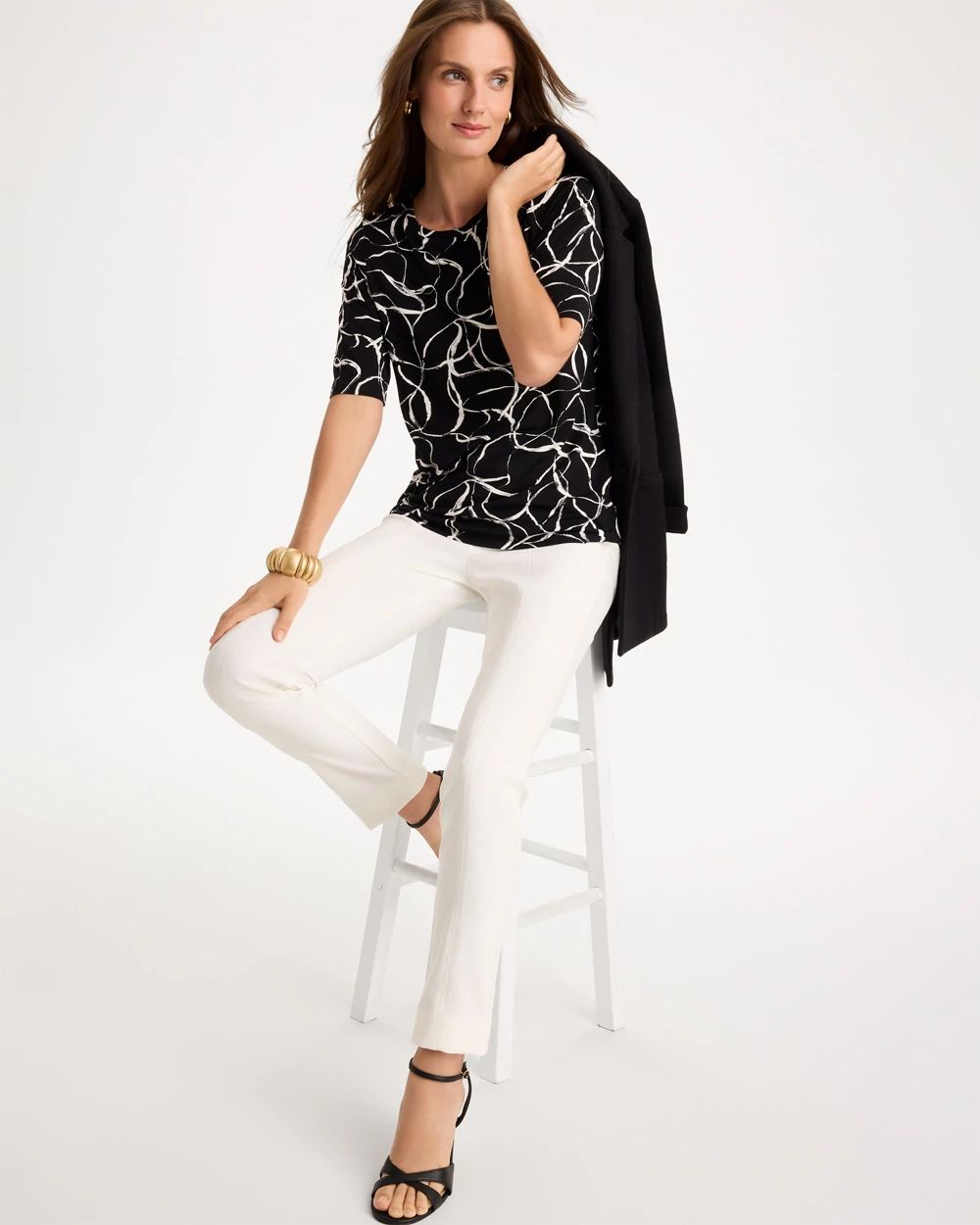 Abstract Touch of Cool™ Elbow-sleeve Layering Tee click to view larger image.