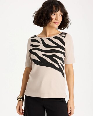 Zebra Pima Elbow Sleeve Tee click to view larger image.