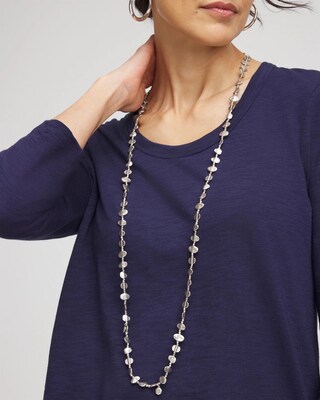 Single Silver-tone Nugget Necklace click to view larger image.