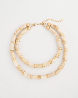 White Beaded Double-Strand Necklace