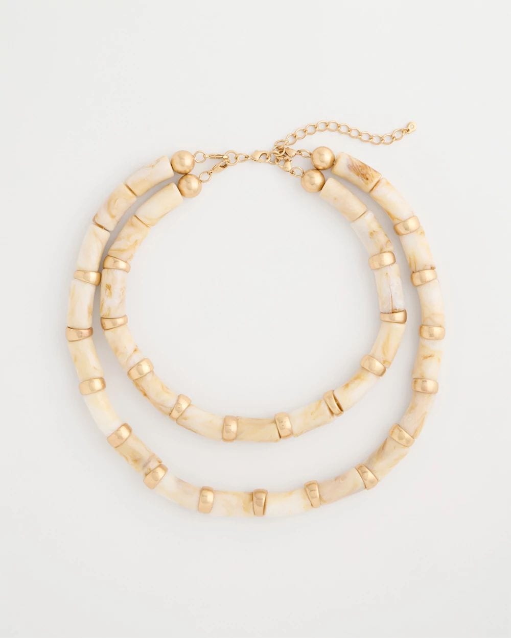 White Beaded Double-Strand Necklace