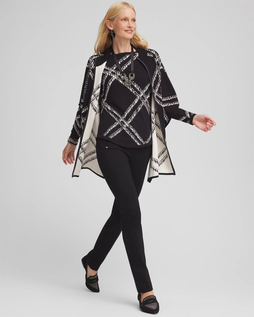 Plaid Bateau Neck Long Sleeve Pullover Sweater