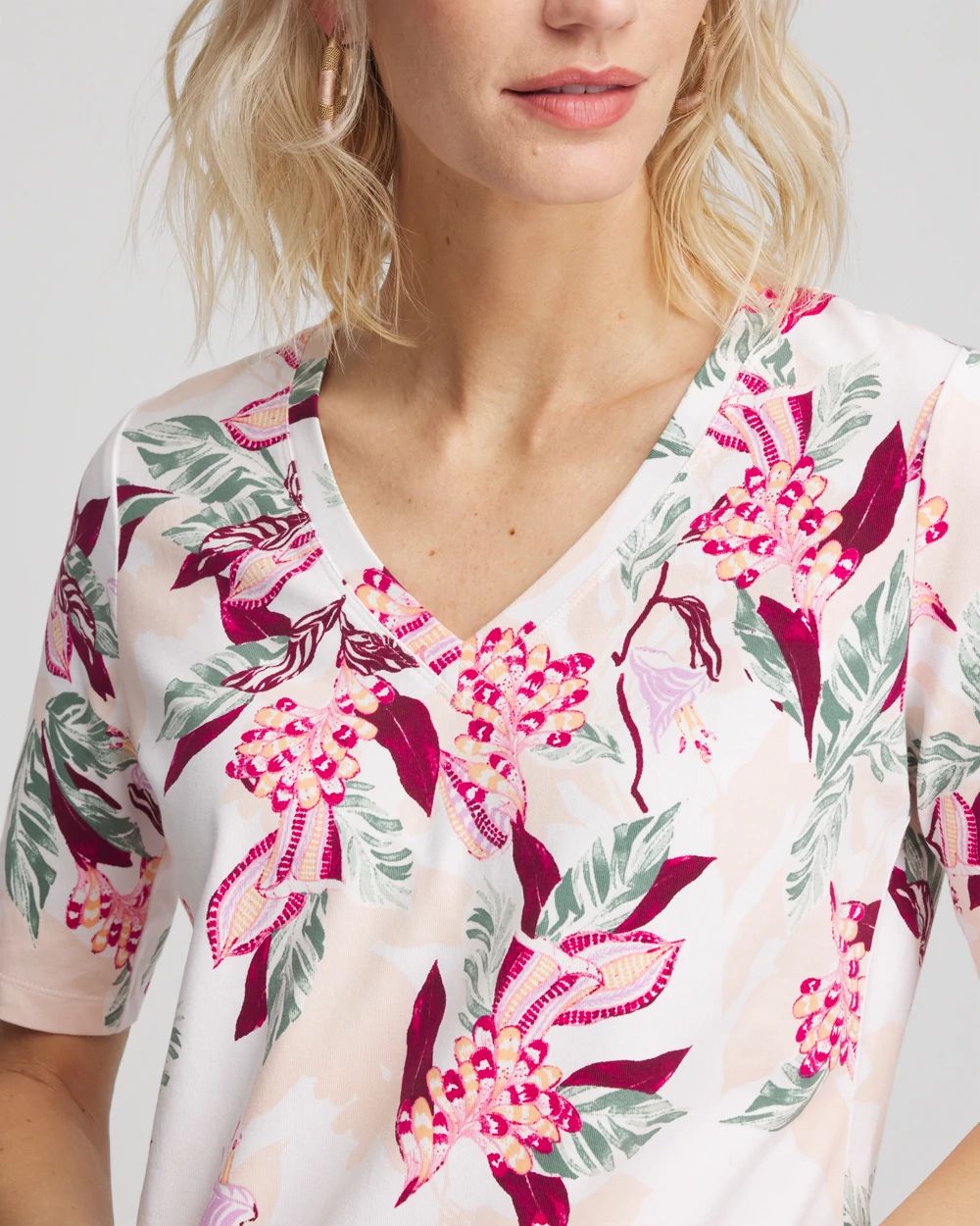 Floral Elbow-Sleeve Perfect Tee click to view larger image.