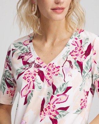Floral Elbow-Sleeve Perfect Tee click to view larger image.