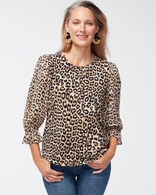 Cheetah Print Chiffon Sleeve Top