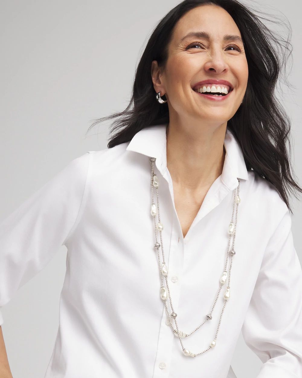 Faux Pearl Double Strand Necklace