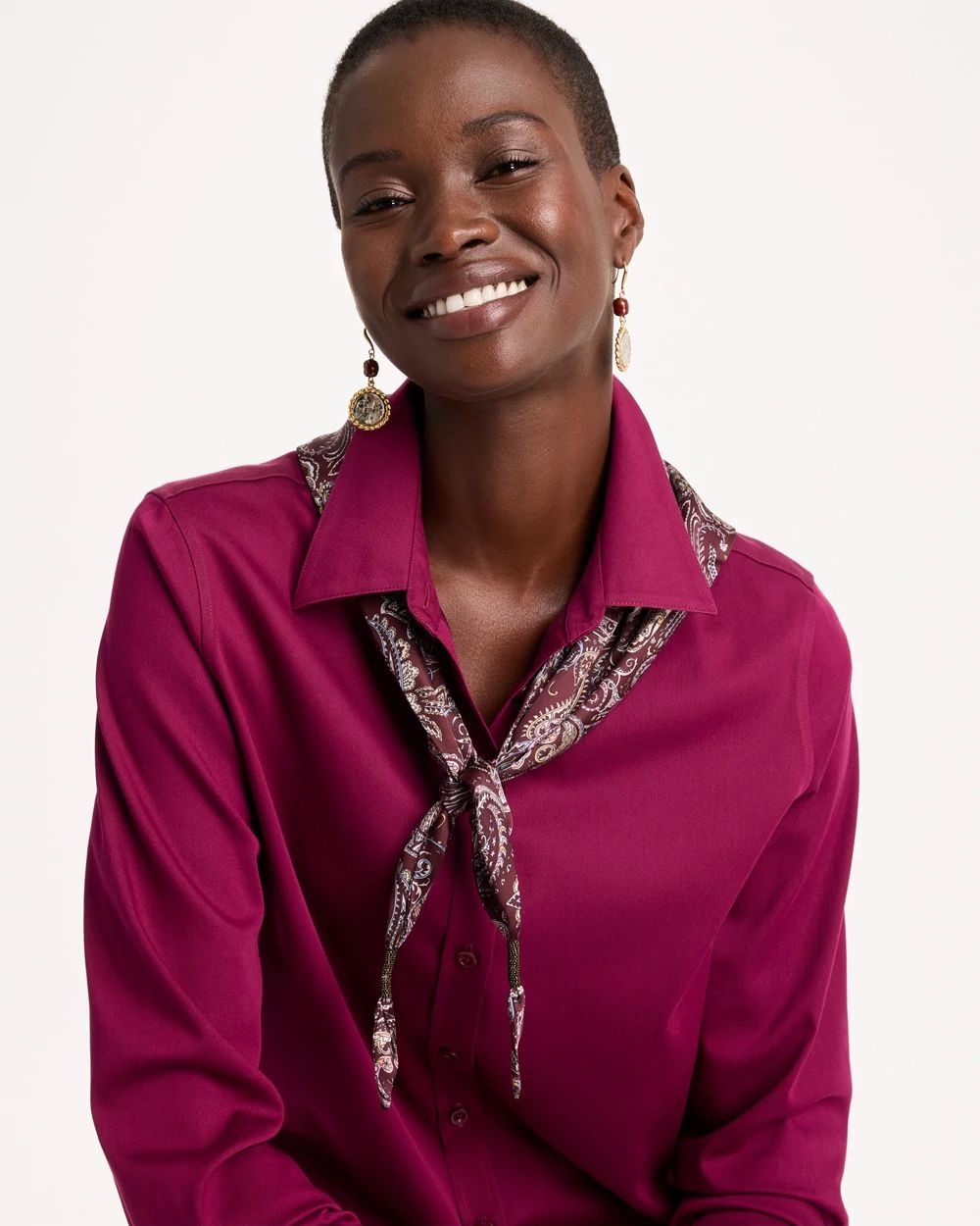 Satin Triangle Beaded-Tassel Scarf click to view larger image.