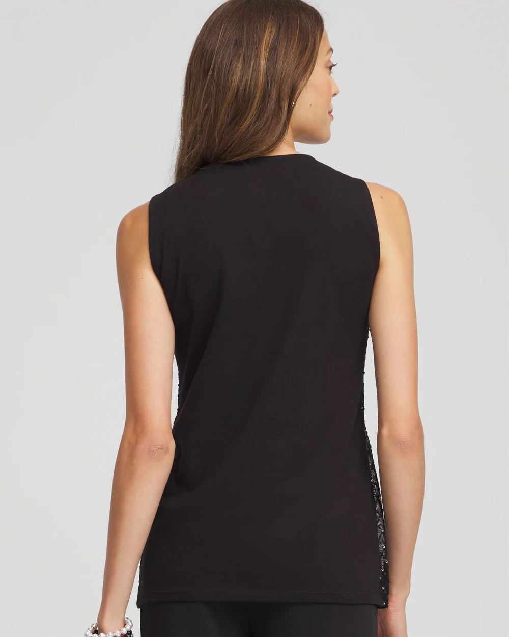 Sequin Beaded Notch Neck Tank