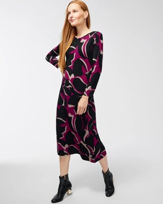 Travelers Leafy Long Sleeve Midi Dress