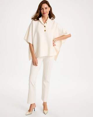 Button Mockneck Sweater Poncho click to view larger image.