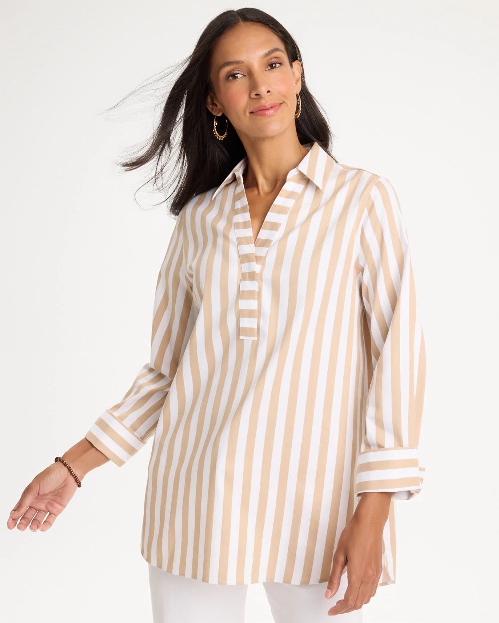 No Iron™ Stretch Neutral Striped Tunic