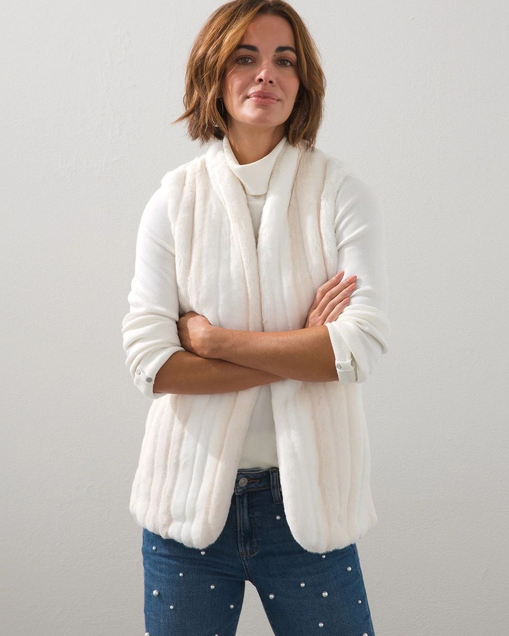 White Faux Fur Vest