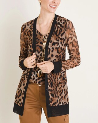 Animal-Print Mesh Cardigan