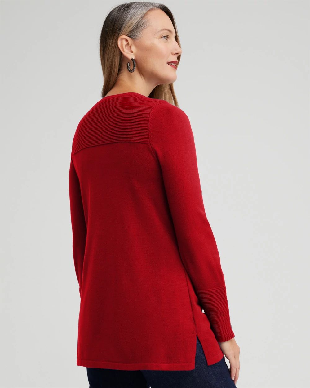 Zipper Detail Tunic Sweater click to view larger image.