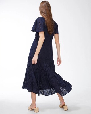 Eyelet Flounce Sleeve Dress