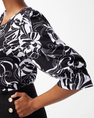 Warm Floral Ruffle Cuff Tee