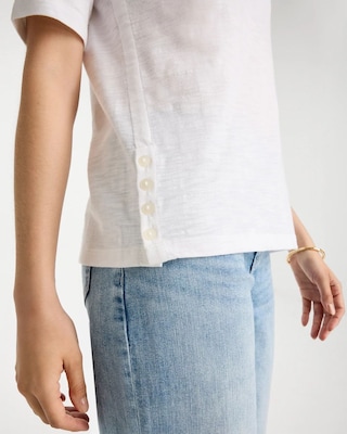 Cotton Slub Crewneck Button Tee click to view larger image.