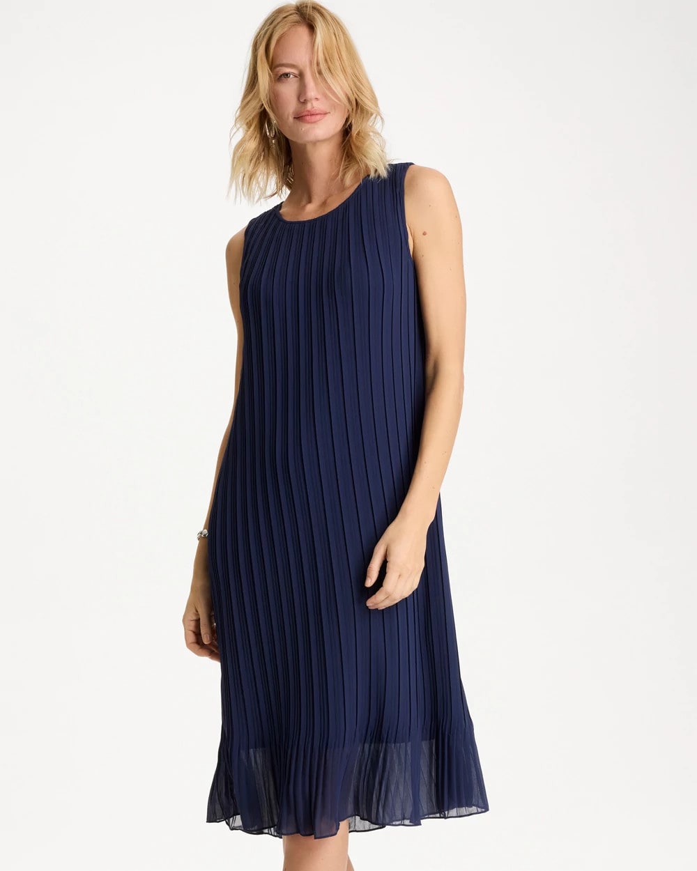 Travelers™ Pleated Chiffon Midi Dress