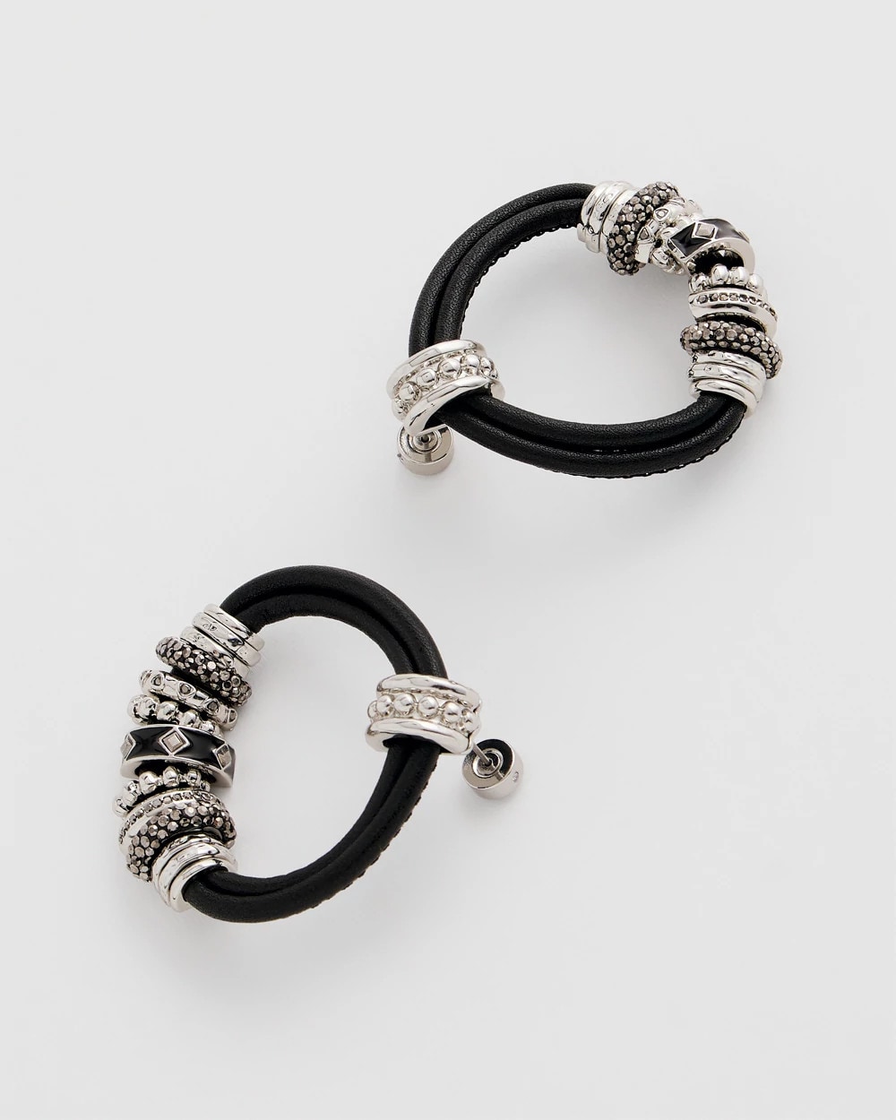 Black & Silvertone Charm Earrings