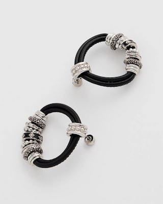 Black & Silvertone Charm Earrings click to view larger image.