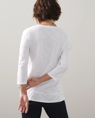 3/4 Sleeve Crossover Slub Tee