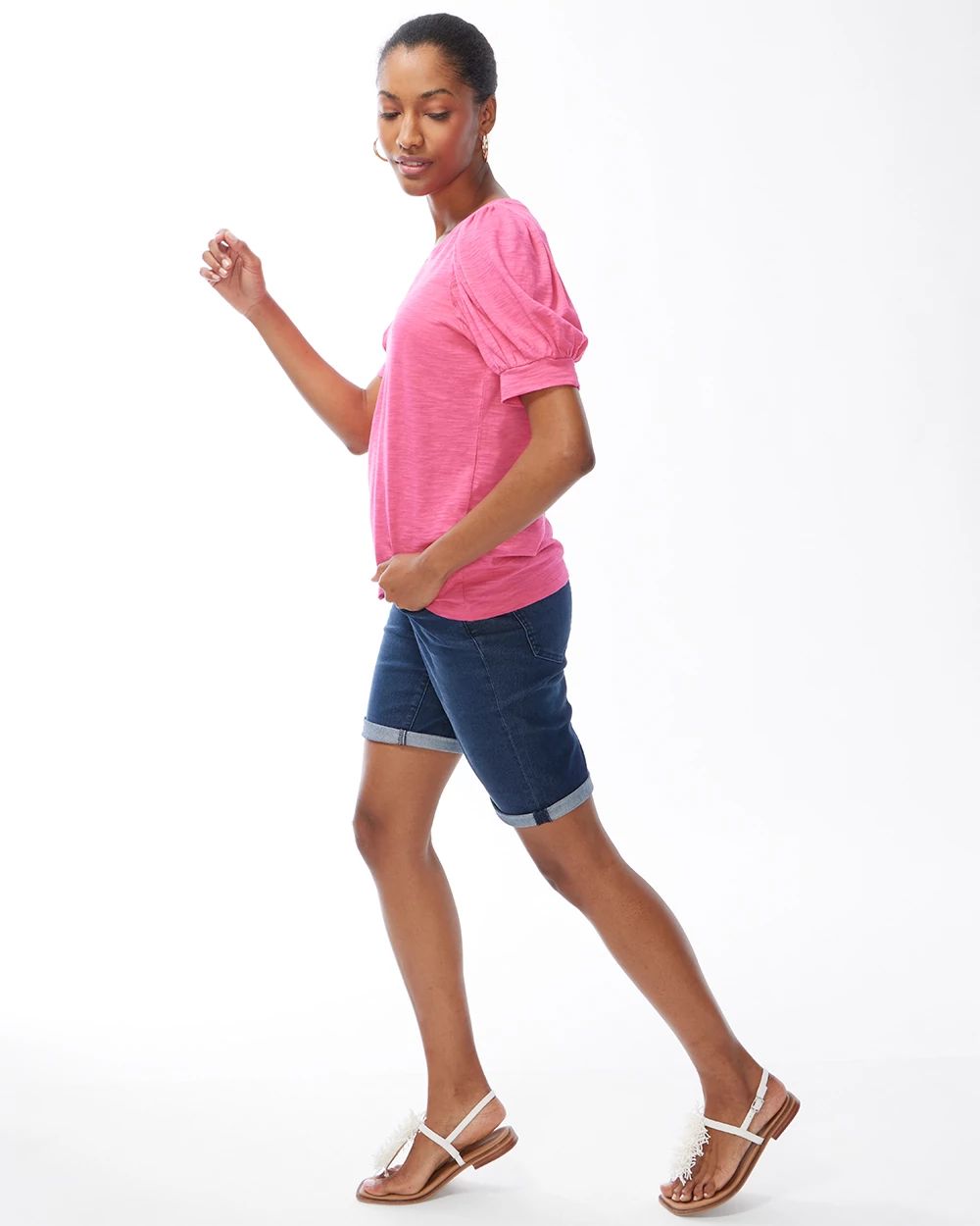 Puff Sleeve Slub Tee