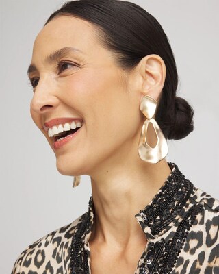 No Droop™ Hammered Gold Tone Teardrop Clip Earrings