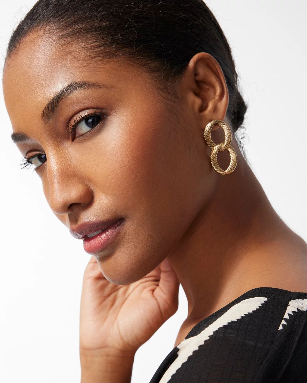 Gold Tone Drop Link Earrings