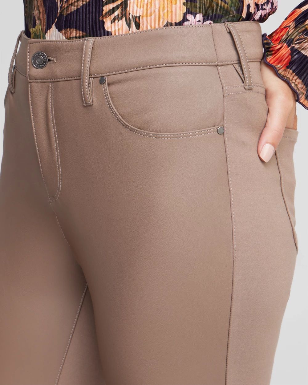 Faux Leather Front Ponte Back Pants