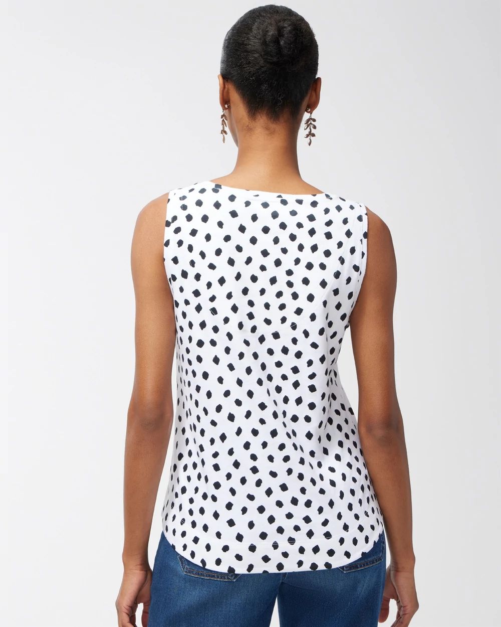 Dot Print Everyday Button Tank