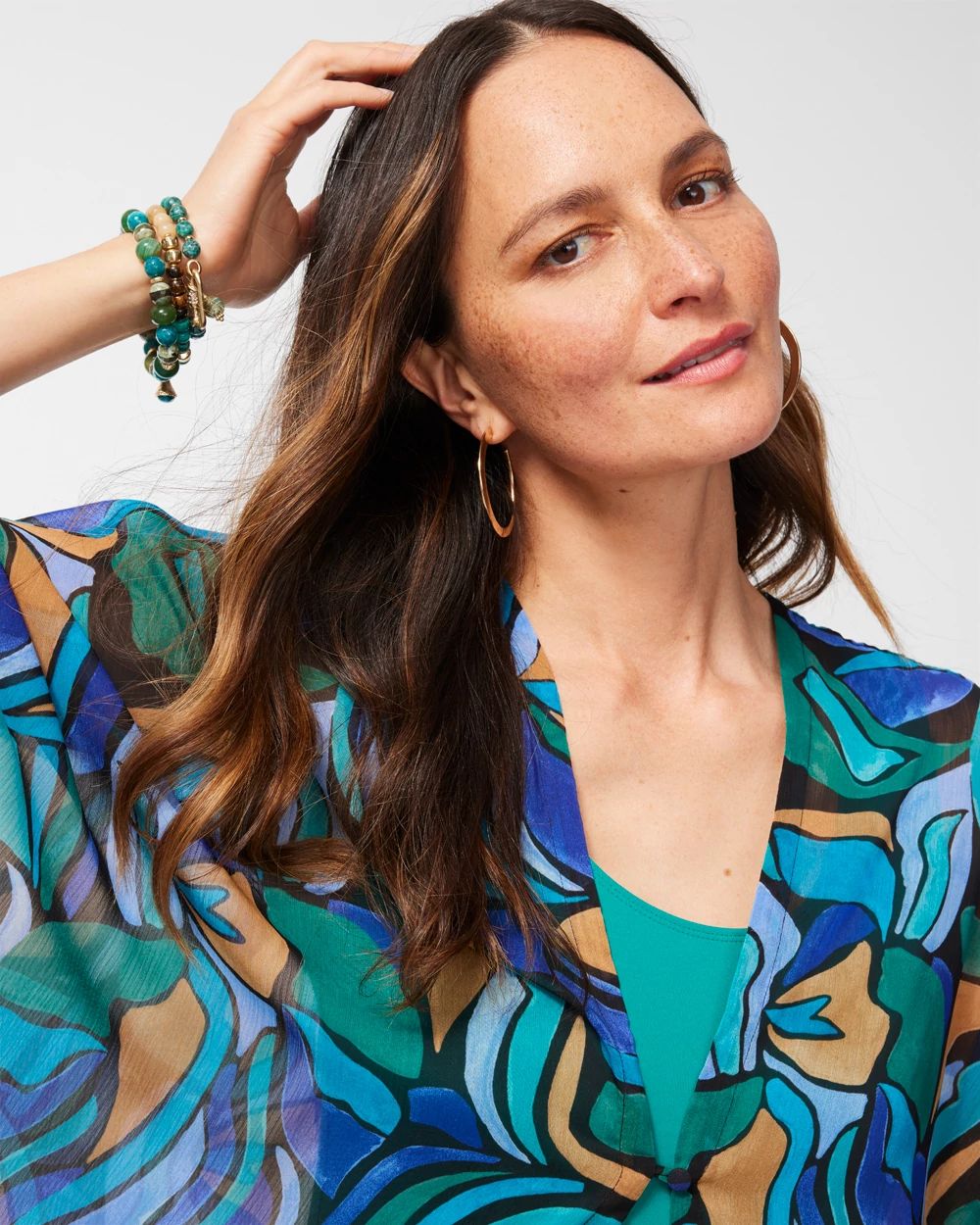 Floral Cuffed Ruana