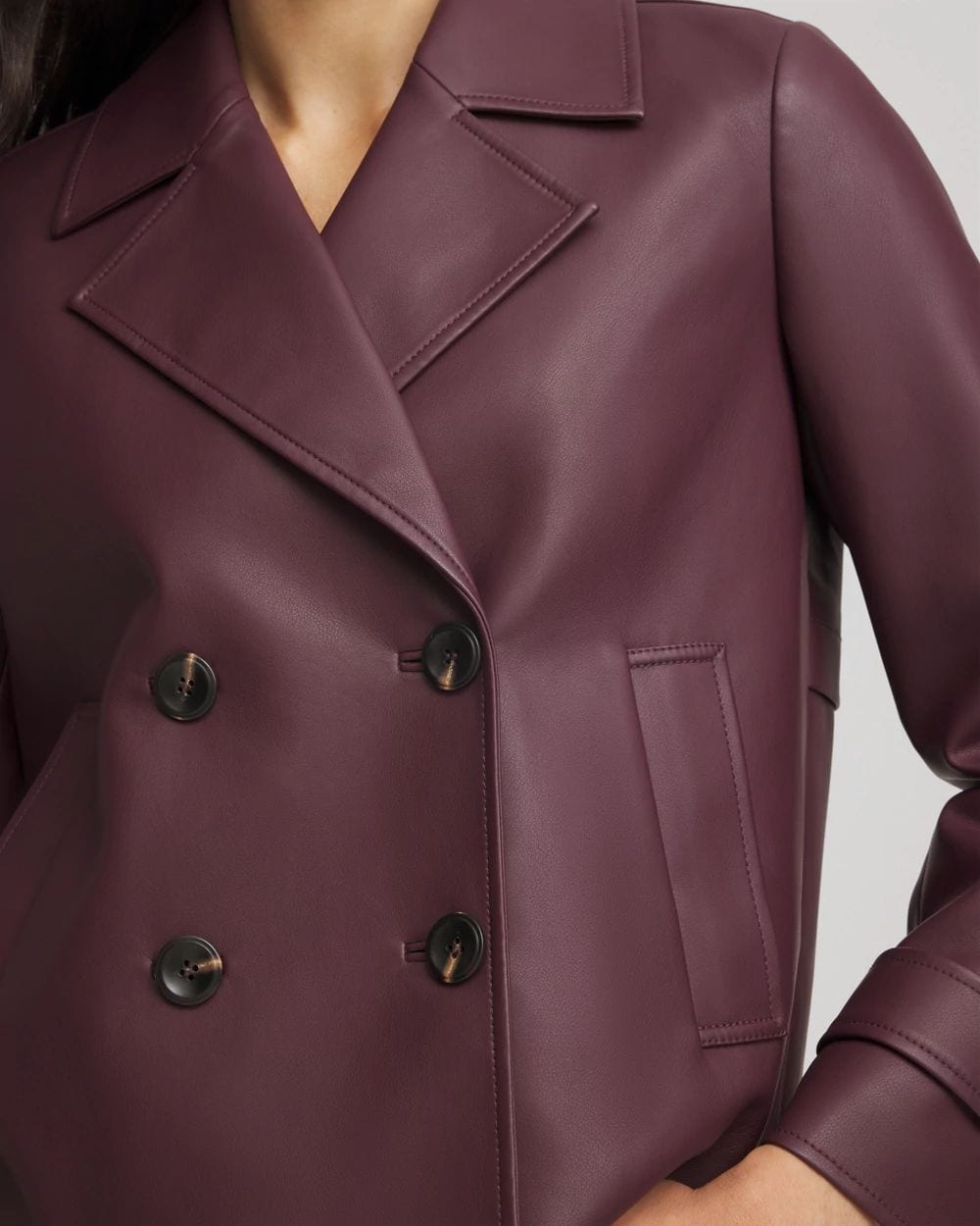 Faux Leather Trench Coat