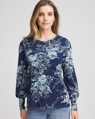 Denim Motif Cotton Top