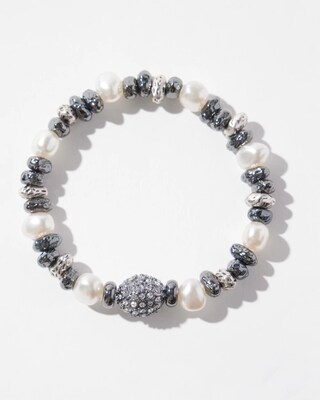 Faux Pearl Fireball Pavé Stretch Bracelet
