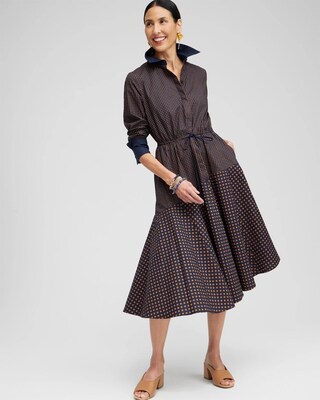 Asymmetrical Mixed Print Shirt Dress