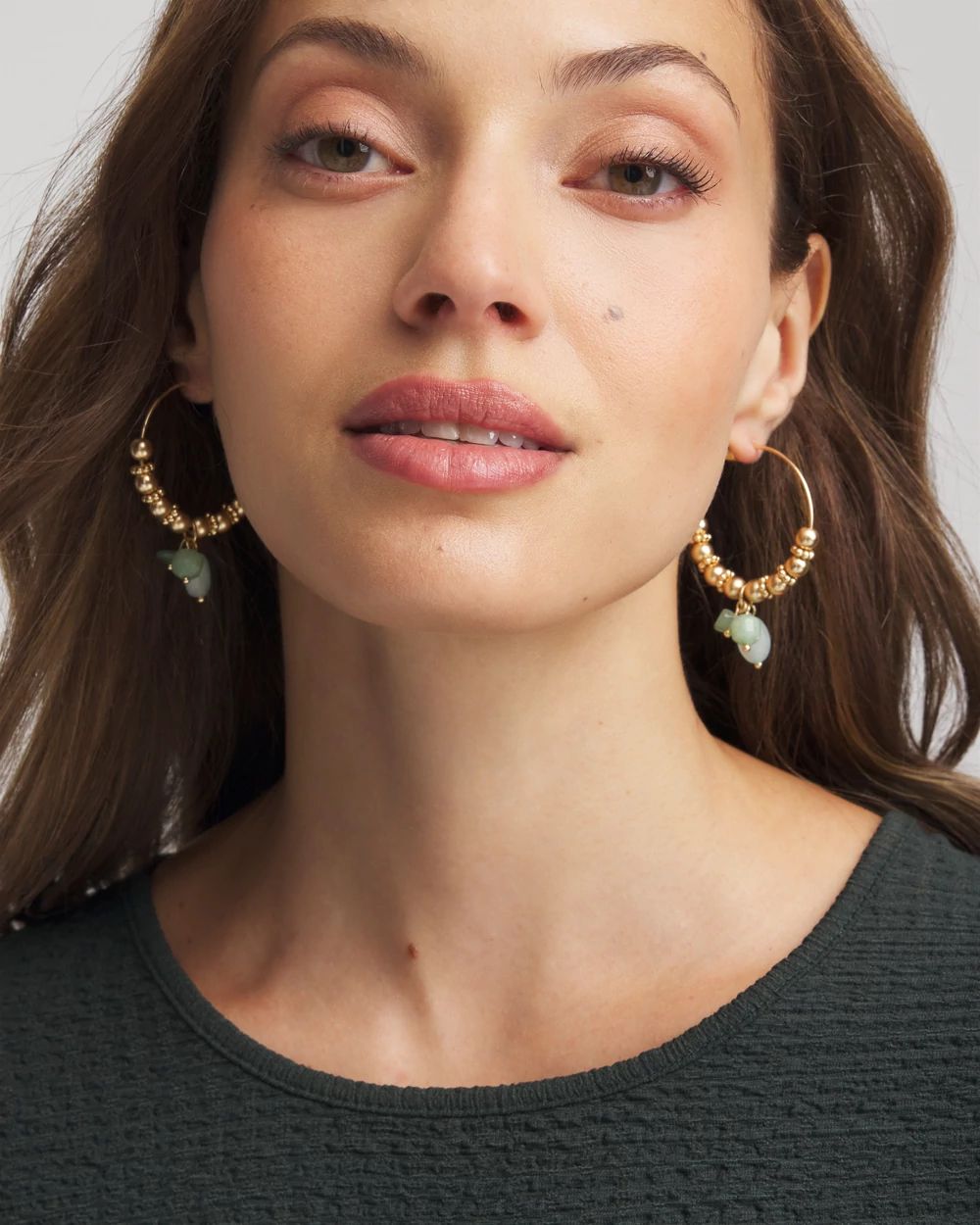 No Droop® Gem Beaded Hoop Earrings