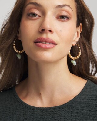 No Droop® Gem Beaded Hoop Earrings