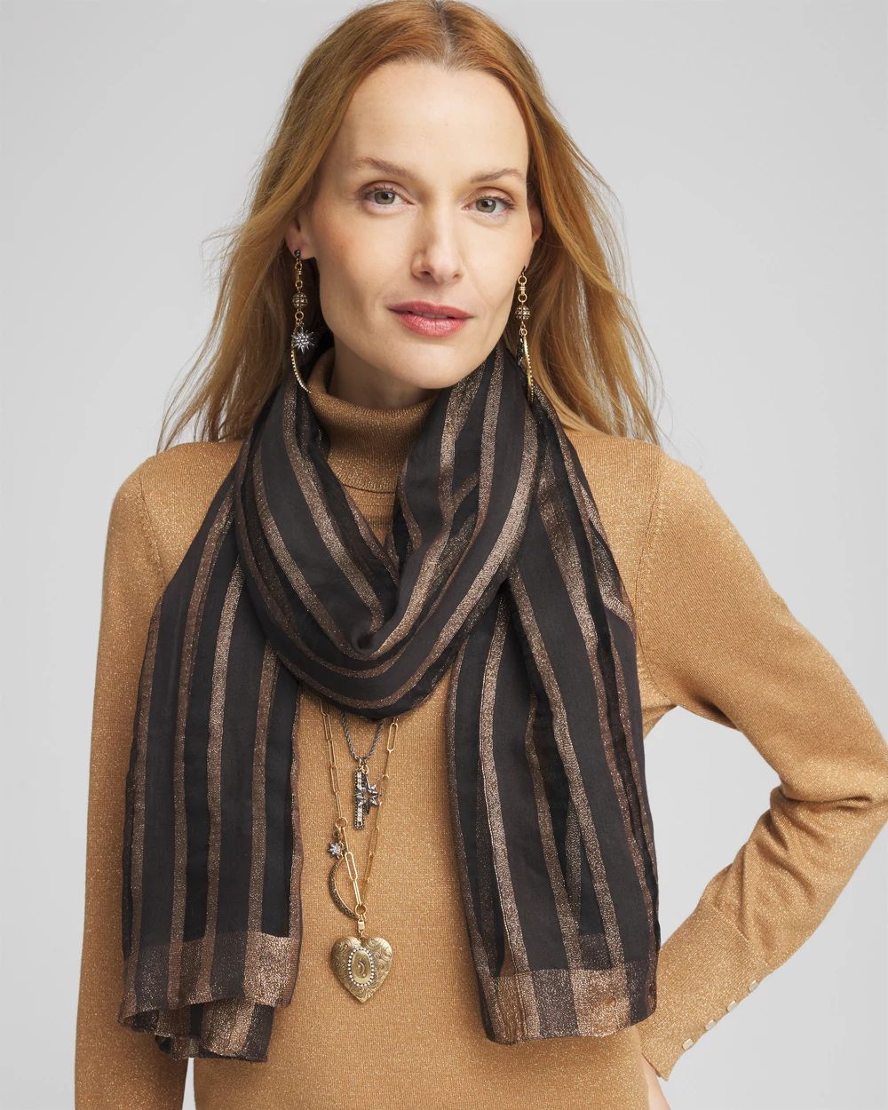Metallic Silk Blend Scarf