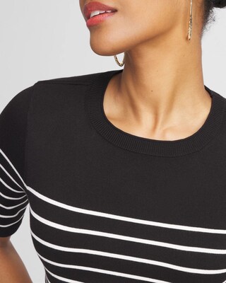 Stripe Short Sleeve Pullover Sweater