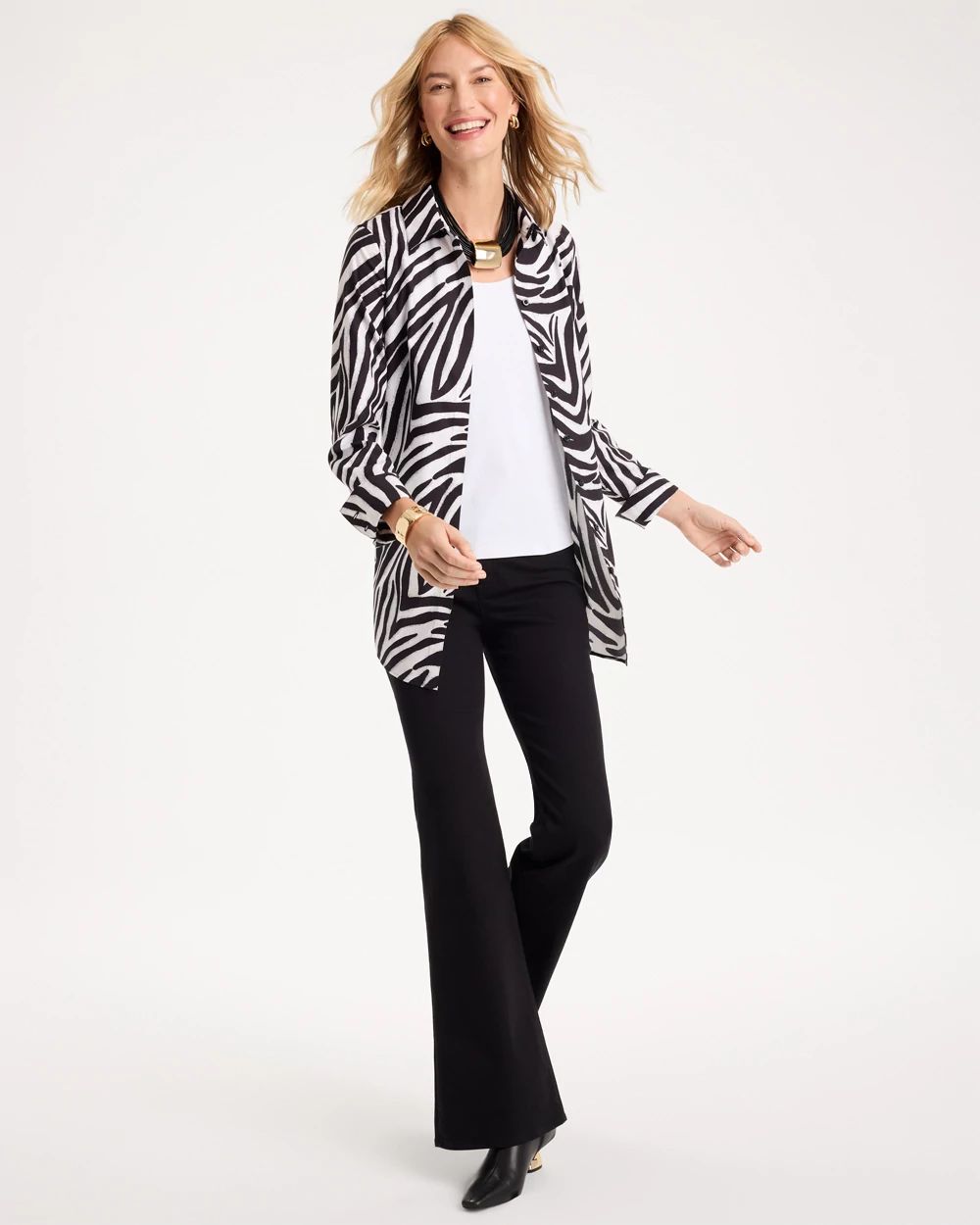 No Iron™ Stretch Zebra Animal Print Tunic click to view larger image.