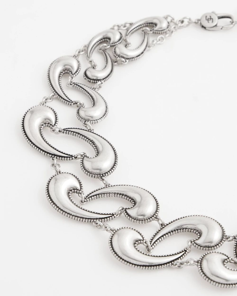 Silver Tone Waves Collar Necklace