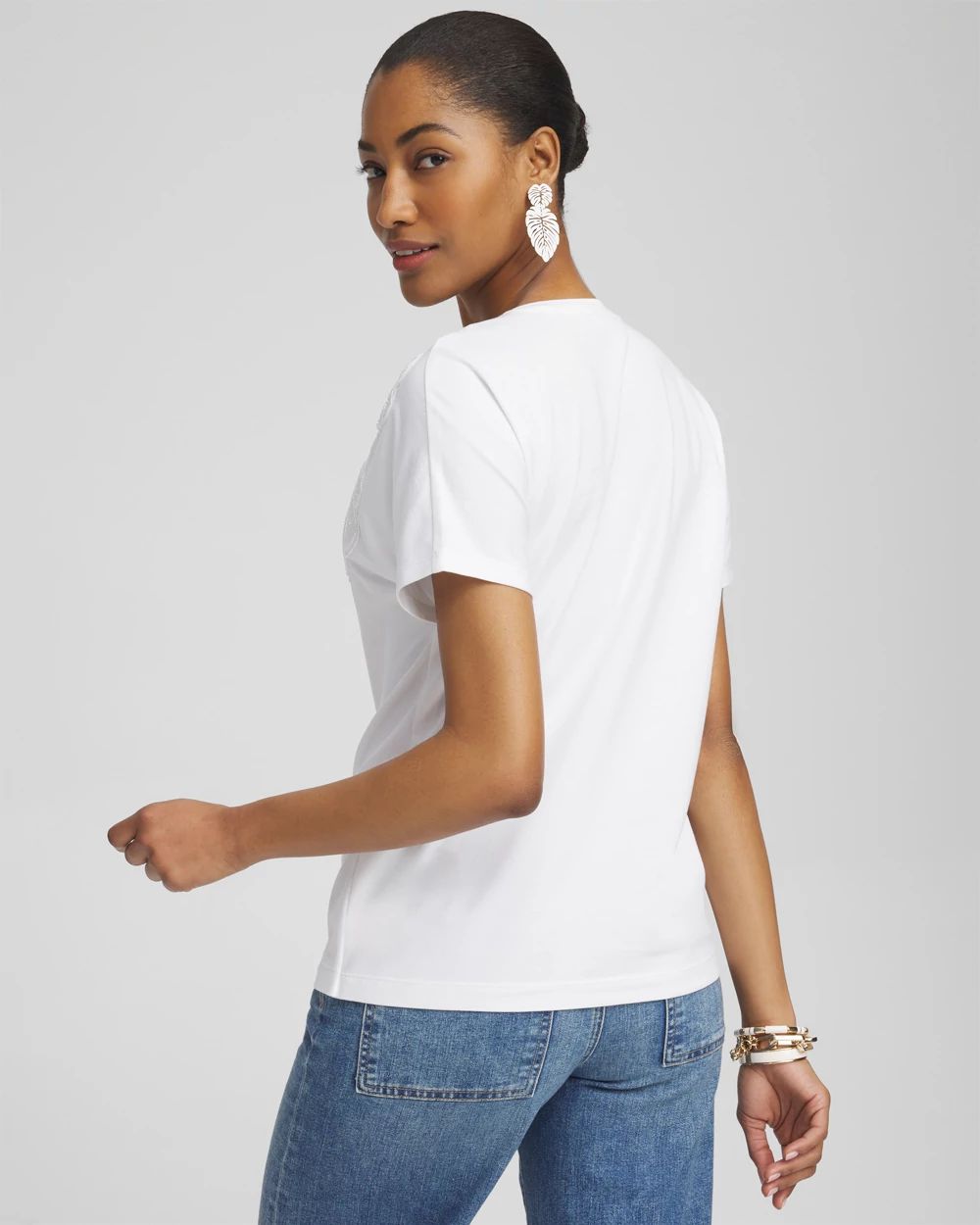 Beaded Cotton Stretch Tee
