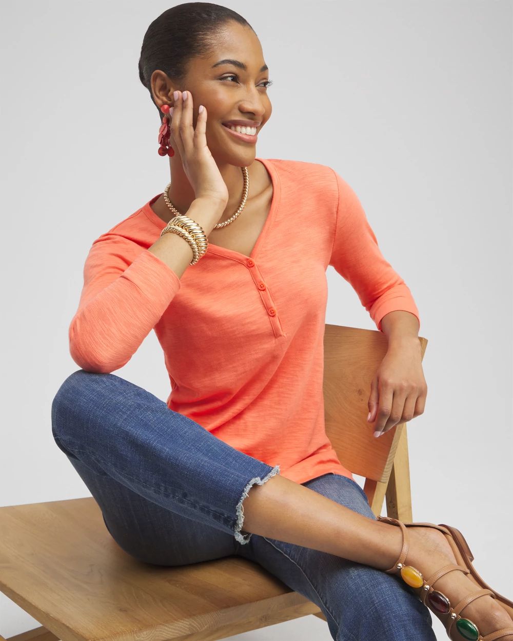 Henley Side Slit Tunic